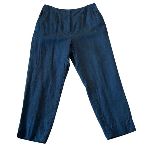 Talbots Vintsge pure Irish linen black cropped pant size 8 - Picture 2 of 11